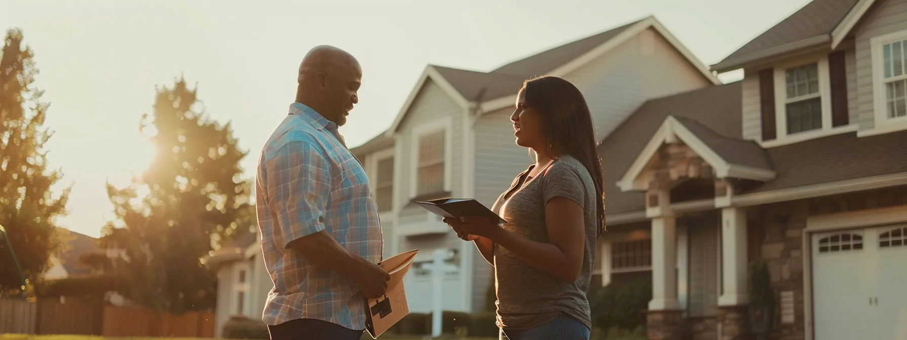 a homeowner discussing financing options with a roofing expert in centennial.