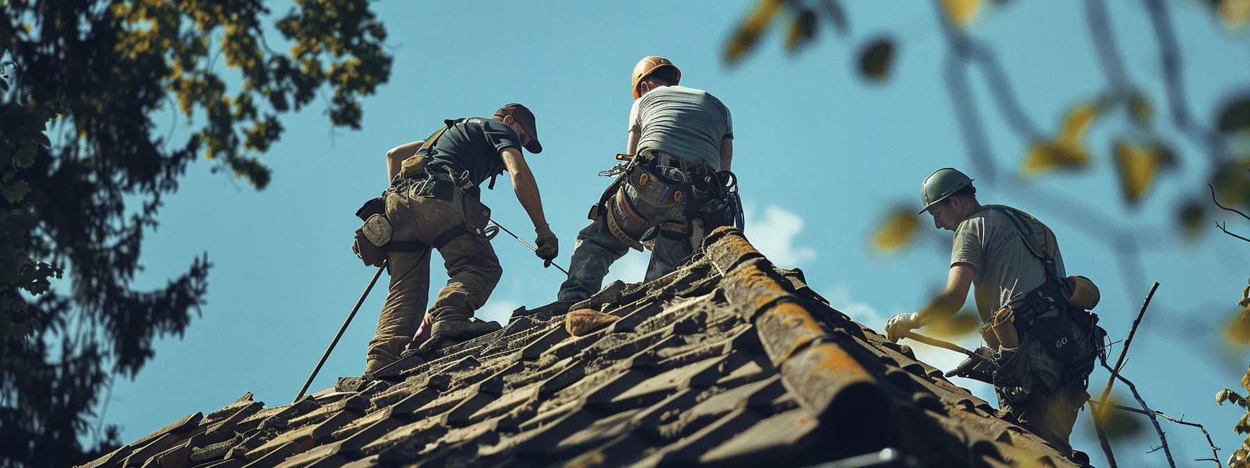 a team of skilled professionals working quickly and efficiently on a damaged roof.