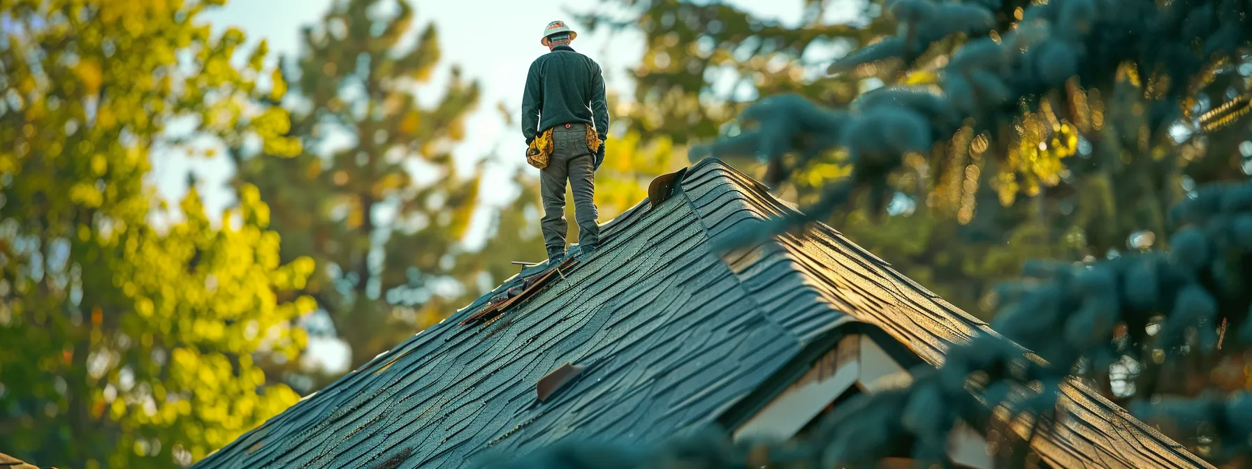 a professional roofer inspecting a roof for maintenance and upgrades in centennial.