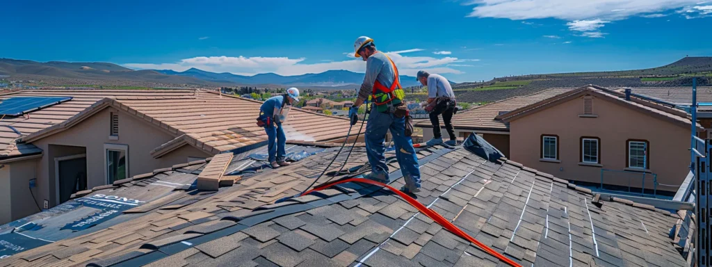 roofing crew working quickly to repair a damaged roof in centennial.