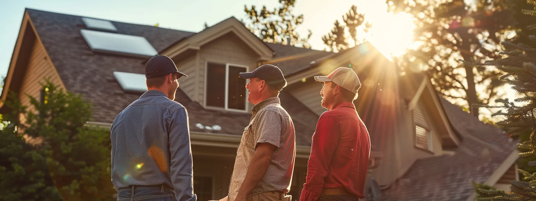 a homeowner in centennial discussing financing options for a roofing project with a contractor.